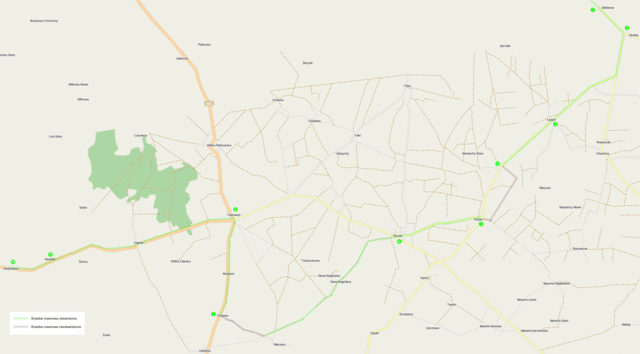 mapa: Ścieżki rowerowe w gminie Wyszki